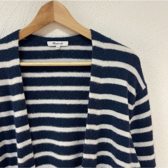 Madewell Blue & White Merino Alpaca Blend Long Cardigan Sz Small - Picture 2 of 7